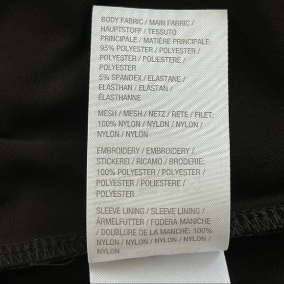 Susan Graver black sheer embroidered sleeve v-neck side slit blouse top size M - Picture 15 of 15